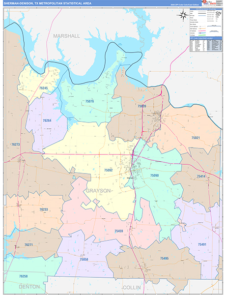 Sherman-Denison Metro Area Wall Map